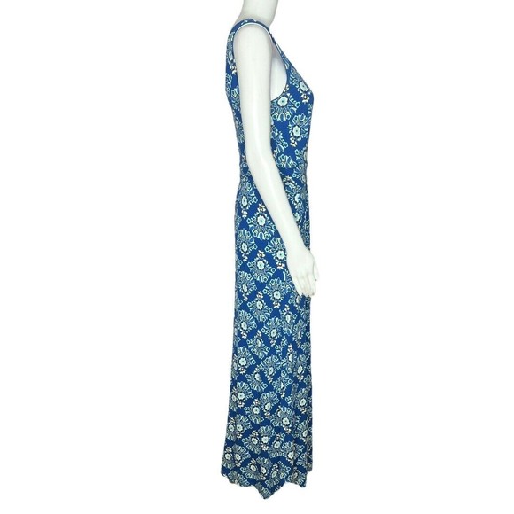 Boden Women’s Maxi Dress Blue White Floral Flowers Jersey‎ Knit Sleeveless 6R - Picture 2 of 10